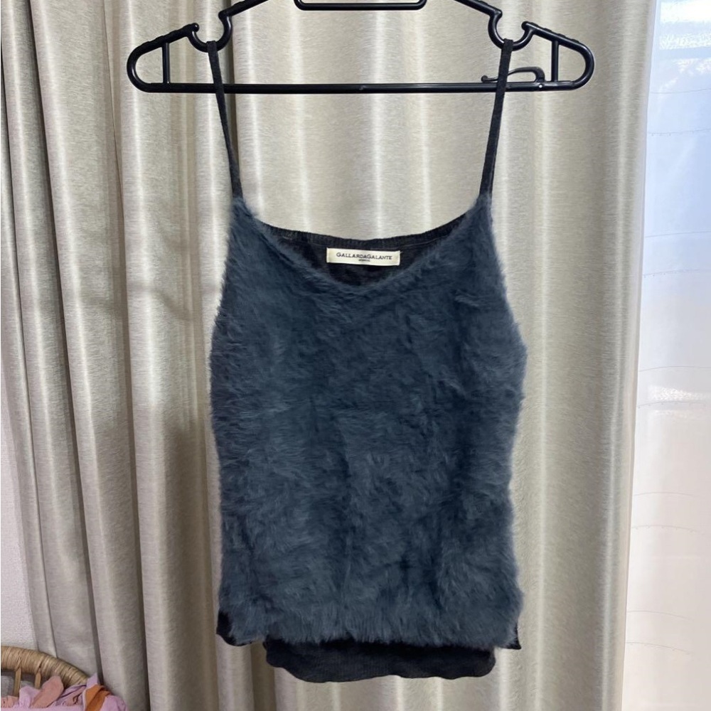 Stylish Gray Fuzzy Tank Top